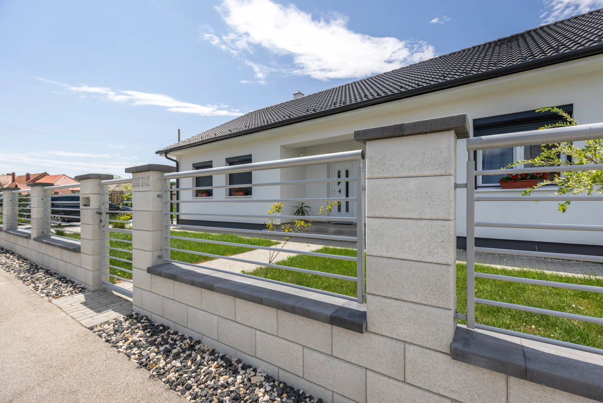 Modern concrete fence built with Leier blocks