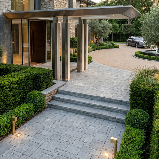 Kavala Natural Slate Roman Pattern Paving Tiles 3-5 cm