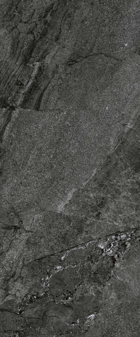 Gresie porțelanată aspect piatră Agathòs Anthracite 120x280 cm