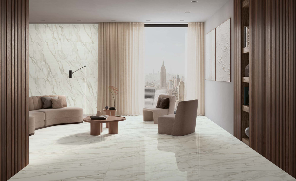 Porcelain tile marble look Calacatta Splendido