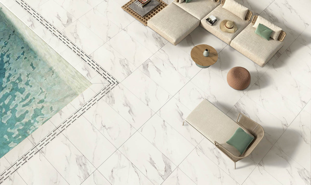 Porcelain tile marble look Calacatta