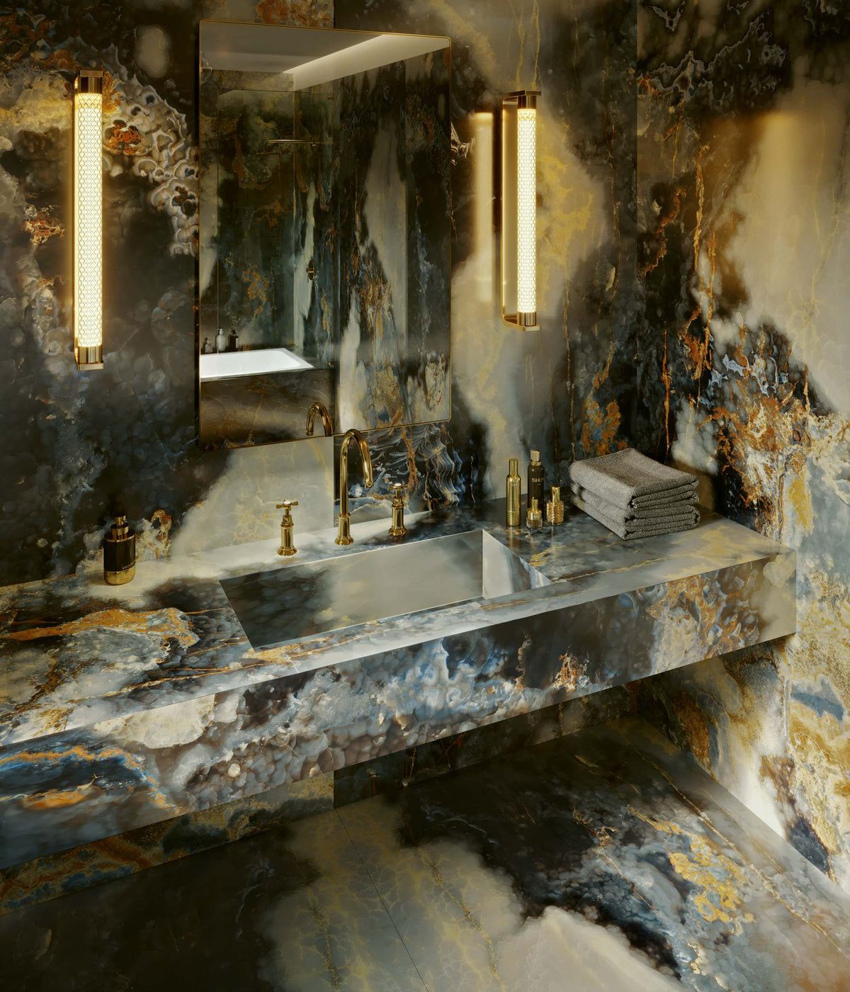 Porcelain tile marble look Eternal Blue