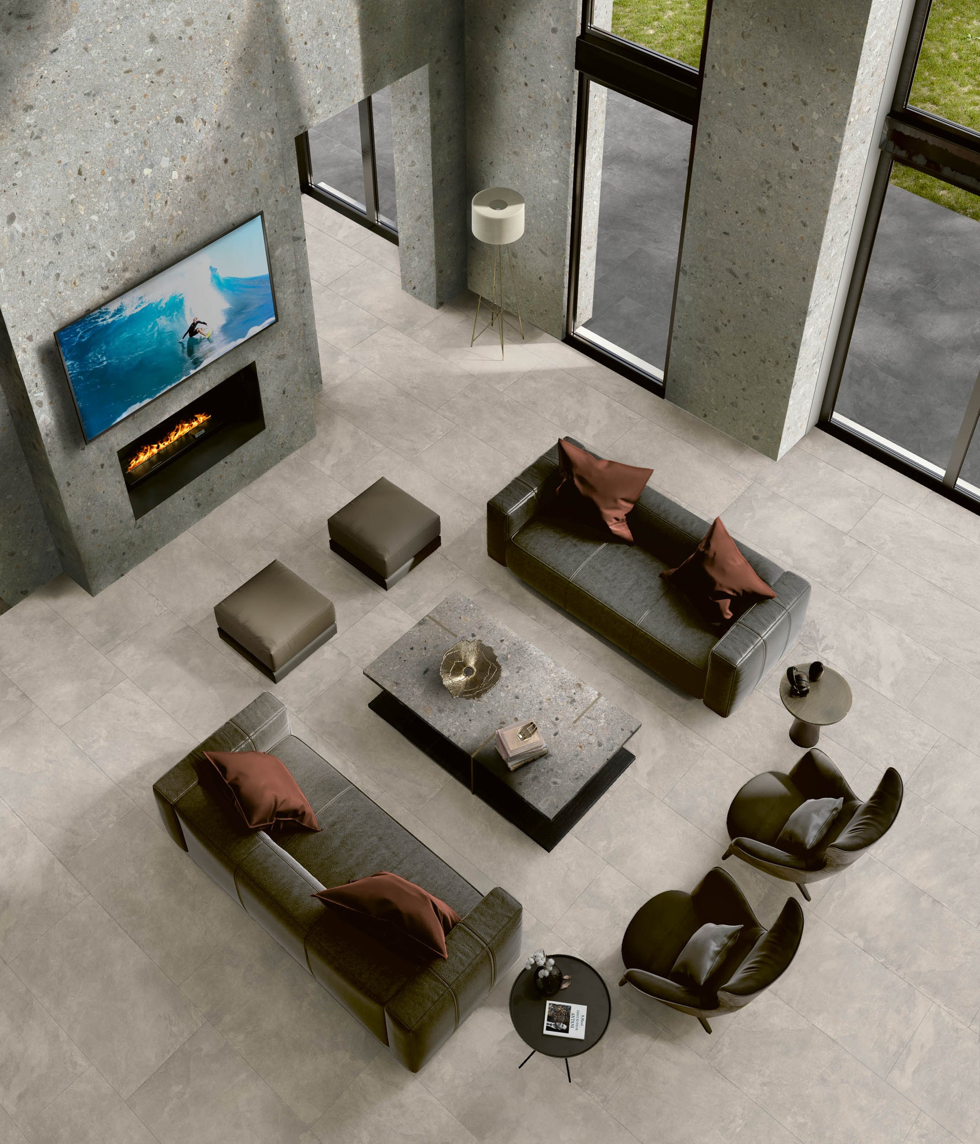 Porcelain tile 20 mm outdoor paver Loop Grey TH2.0