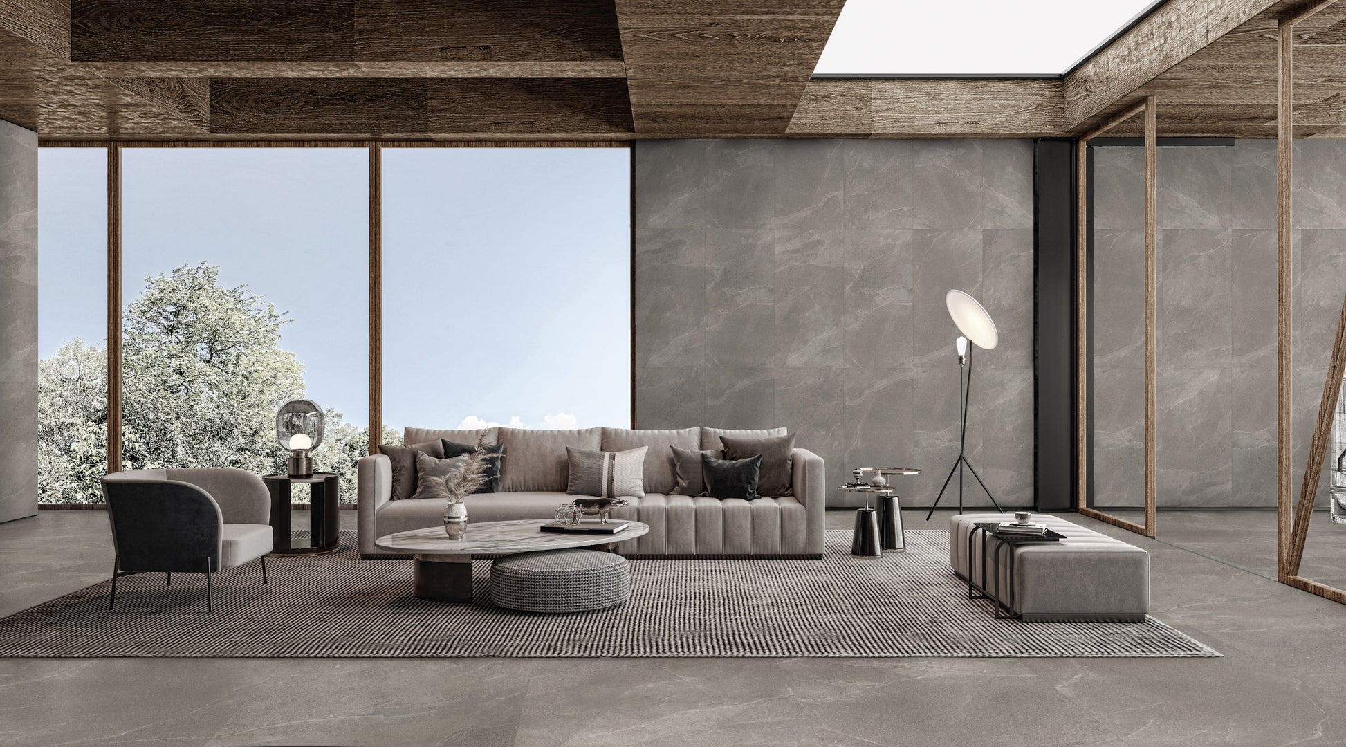 Porcelain tile stone look Native White