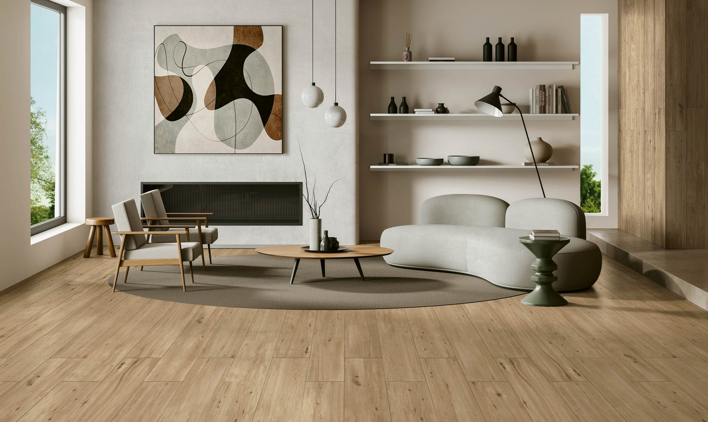 Porcelain tile wood look Padouk White