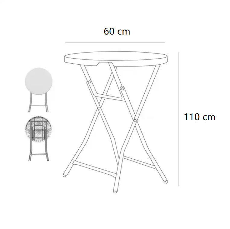 Masă cocktail pliabilă Ø80 × 115 cm, masă înaltă pentru evenimente, recepții și catering