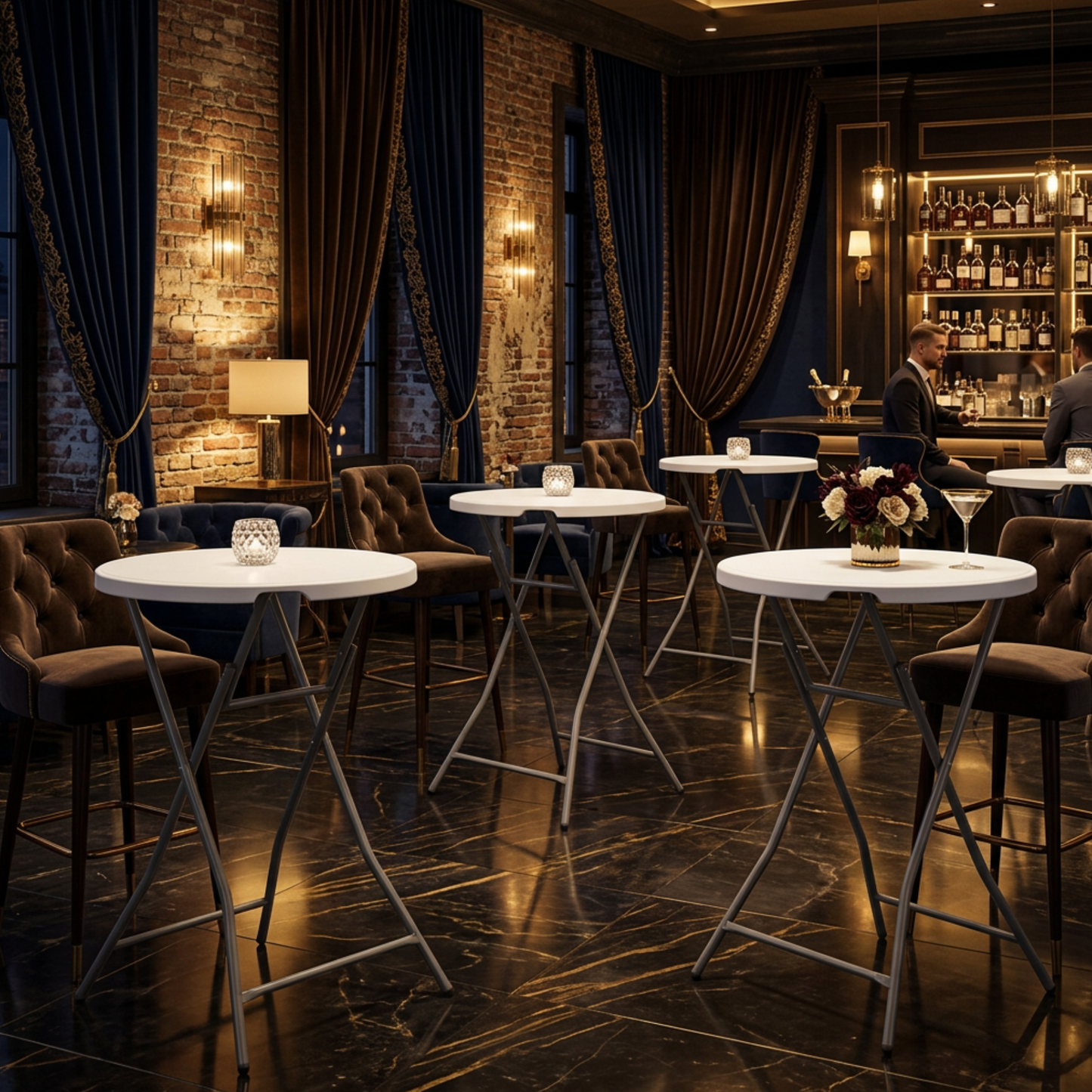 Masă cocktail pliabilă Ø80 × 115 cm, masă înaltă pentru evenimente, recepții și catering