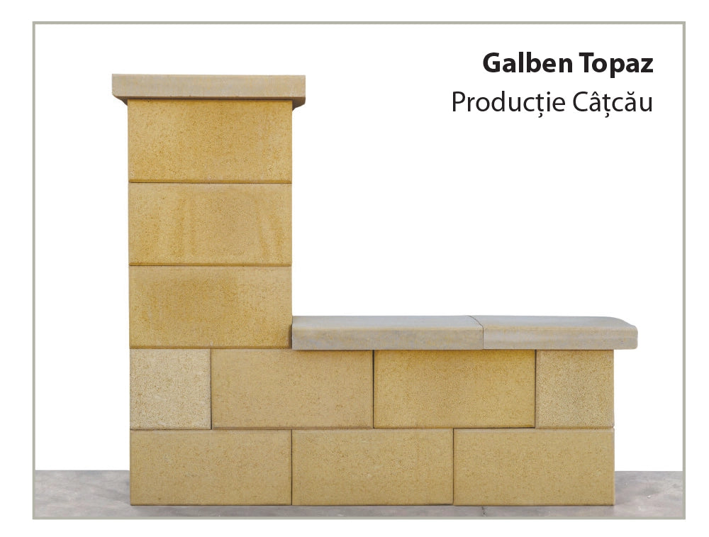 Modern concrete fence element in Topaz Yellow - Leier