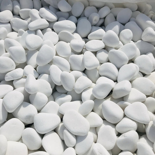 Thassos White Marble Pebbles for Gardens and Landscaping – rounded stones and natural colour